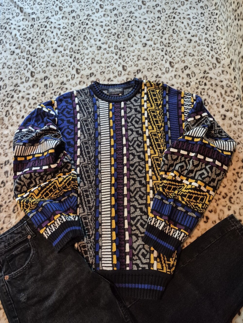 RARE 90s Geometric Heavyweight Knit Sweater